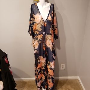 Sheer Floarl Sun Dress Plus Size